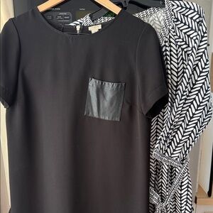 J Crew Black Short Sleeve Dress with Faux Leather Pocket plus bonus dress